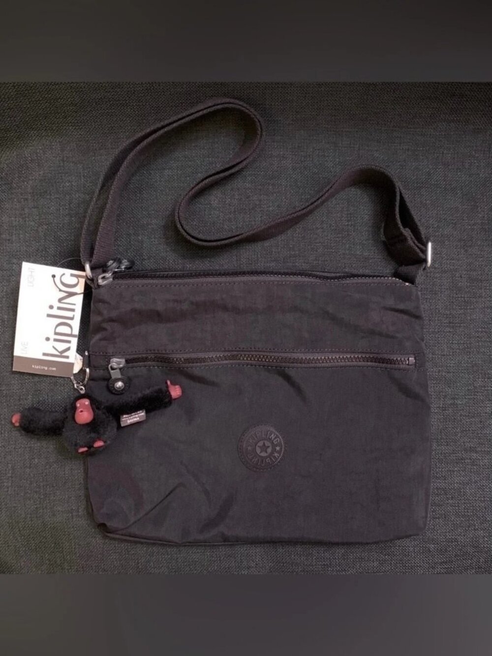 KIPLING Annabelle Nylon Zip Crossbody Shoulder Bag w/ Monkey Keychain NWT - Picture 1 of 10
